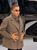 Solid Women's Vest Woolen Coat Full Sleeve Lapel Pocket Double-Breasted Lady Set Autumn Chic 2 Pieces Set Women