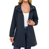 Women's Casual Water-Resistant Trench Coat Detachable Hood Windbreaker Solid Color Long Sleeve Light Weight Jacket