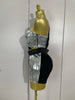 Shiny Sequins Black Splicing One Shoulder Long Sleeved Jumpsuit Women Celebrate Evening Birthday Party Casual Dress