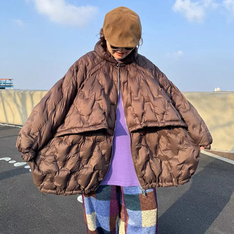 Winter Solid Lightweight Loose Hooded Down Jacket Women White Duck Down Jacket Overcoat Female Casual Zipper Warm Parka Outwears