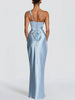Elegant Satin One Shoulder Ruched Women Maxi Dress Sexy Low Chest Backless Bandage Cinched Waist Mermaid Evening Dresses