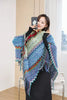 Ethnic Style Cape Oversized Sweater Jacket Women Loose Patchwork Warm Long Scarf Knitted Cardigan Woman