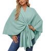 Elegant Shawl Wraps Soft Open Front Poncho Sweater Women Loose V-Neck Cape Casual Solid Color Soft Open Front Poncho Bat Shirt