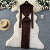 Vestidos Para Mujer Solid Half High Collar Autumn Winter Solid Woman Dresses Korean Sweater Elegant Long Dress