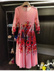 Niche Design Printed Lantern Sleeve Women's Dress Elegant Round Collar Elastic Famale Clothing 2DB6610