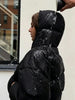 Water-reactive Leopard Pattern Women's Puff Jacket Stretch Cuff Zip Up Hooded Down Coat Unique Daily Warm Winter Lady Coats
