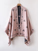 English: Bee Floral Print Open Front Shawl Wrap, Reversible Tassel Poncho Cape, Women Warm Throw Blanket Scarf for Daily Travel