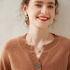 Spring Women's Cardigan 100% Cashmere Knitted Sweater Chic Tops Cashmere Coat Casual O-Neck Loose Women Cardigan