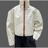 Solid Women's Jacket Stand-Collar Long-Sleeved Leather Grain Loose Female Jackets Autumn Lady Chic Streetwear