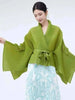 Women's Pleated Coat Loose Lapel Lace Up Irregular Solid Color Casual Versatile Cape Female Spring 2DE431