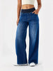 Women's Jeans Elastic Waist High Stretch Loose Straight-Leg Pants Comfortable Versatile