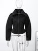 Stand Collar Side Placket Suit Jacket Women Elegant Long Sleeve Button Pocket Loose Coats Spring Chic Office Lady Outerwears