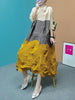 Diamond Pleated Maxi Dress for Women Full Sleeves Color Block Fold Turtleneck Loose Dresses Autumn 8GR2395