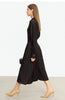 Minimalist French Long-sleeve Shirt Dress for Women Autumn A-line Office Lady Solid Midi Dresses Vestidos 12343290