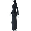 Women Full Sleeve Turtleneck Ribbon Ruched Long Maxi Dress Spring Sexy Street Slim Evening Night Club Party Dresses