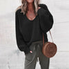 Casual Knitted Sweater Women Streetwear V Neck Long Sleeve Pullovers Loose Solid Coat Autumn Winter Women's Sweater