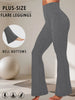 Plus Size Ladies High-Rise Flared Leggings for Yoga and Workout Features Tummy Control and a Stylish Bell-Bottom Design in Sizes