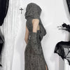 Chic Streetwear Outfit Mall Gothic Sleevelees Hooded Dress Punk Grunge Holes Hem Split Dresses for Women with One Cuff