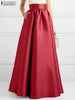 Women Autumn Satin Skirt A-line Floor Length Solid Color High Waist Dress Elegant Vintage Casual Oversized Long Robe