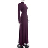 Solid Color Elegant High Neck Long Sleeve Ruched Ribbon Dress Women Bodycon Party Club Evening Dress Winter