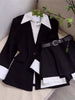 Women Two Piece Skirt Sets Patchwork Blazer Buttons Long Sleeve Jackets High Waist Mini Skirts Suit Elegant Office Lady Spring