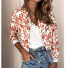 Women Elegant Zipper Jacket Spring Autumn Floral Printed Jackets Office Wear Slim Office Coat Retro Outwear
