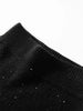 Chic Women Sweater Suite Skirt 100% Cashmere A-Line Skirt Autumn Winter Wave Skirt Elastic Knee Length Dress Sequins French Knit