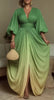 Gradient Printed Ruched Dress for Women's Sexy V-Neck Lantern Sleeve Split Hem Formal Evening Party Club Elegant Dresses
