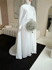 Modest White Muslim Wedding Dresses with Cape Customized Bride Dress Elegant Long Sleeves Woman Bride Civil Bridal Gowns