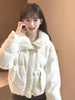 Sweet Polka Dot Parkas Women Winter Loose Casual Thicken Button Patchwork Puffy Coats Korean Fur Collar Female Outwear