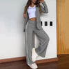 2 Pcs Set Women s Formal Coat Pants Set Autumn Winter Long Sleeves Jacket Loose Striped Wide Leg Casual Suit Outfit