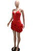 Beautiful Red Ruffle Mini Dress Women Evening Dress Glam Straps Fitted Chirstmas Cocktail Dress Year Robes