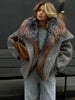 Winter Faux Fur Collar Woolen Coat Women Vintage Thick Hooded Long Sleeve Oversized Warm Jacket Lady High Streetwear