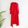Pleated Long Trench Thin Temperament Solid Color Big Lapel Open Stitch Coat Female Coat Autumn 2C785