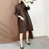 Autumn Style Pleated Autumn Style Women's Loose Large Size Mid-length A-line Dress