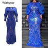Year Sequined Blue Mermaid Dress for Women Long Sleeve Slim Wedding Guest Birthday Prom Christmas Formal Party Robe