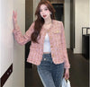 All-Match Tweed Coat Female Elegant O-Neck Cropped Jacket Women Spring Autumn Korean Small Fragrance Jacket Outwear