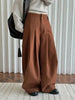 Winter Thick Warm Pants For Women High Waist Pleated Wide Leg Trousers Office Lady Clothes Minimalism 26C967