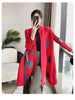 Sanzhai Pleated Ladies Windbreaker Coat Spring Autumn Single Breasted Stand Neck Printed Jacket Women Thin Long Outwear 4XL