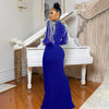 Women Mesh See Through Long Sleeve Diamonds Rhinestones Mermaid Long Dress Fall Evening Sexy Party Dresses Vestidos