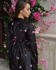 Autumn Elegant Printed Satin Long Dress Women Slim Lace Up V-neck Full Sleeve Pleat Dresses Lady Party Evening Robes