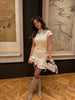 Women Mandarin Collar Ruffle Hem Mini Qipao Chinese Style Cap Sleeve Slim Fit Cheongsam Dress Dating Daily Party Outfit