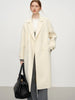 Women's Pure Wool Double Breasted Coat - Classic Mid-Length Winter Trench Warm Elegant Overcoat