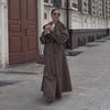 High Street Brown Belted Trench Coats Women's Loose Lapel Lace-up Button Full Sleeve Windbreakers Autumn Ladies Outwear