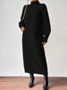 Winter Knit Dresses Women Turtleneck Straight Long Dress Autumn Solid Full Sleeve Thick Casual Vestidos Basis Lady