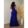 Women One Shoulder Open Back Sequined High Side Split Mermaid Maxi Dress Sexy Club Evening Party Dresses Vestidos