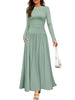 Autumn Women Long Sleeve Maxi Dress Comfortable Fit Ruched Detail Multi Color for Casual Everyday Wear