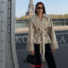 Holiday Casual Chic Women Short Trench Coat Double Breasted Sashes Jacket Trench Spring Sumer Office Trench