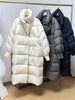 Women White Duck Down Long Jacket Autumn Winter Warm Casual Over Size Loose Outwear Soft Comfortable Coat