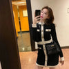Korean Style Knitted Dress Winter White Black Women Knit Bodycon Dress Elegant Long Sleeve Dress Knitwear For Women